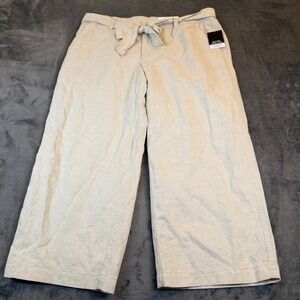 Liz Claiborne Flax Linen Blend Cropped Wide Leg Pants Womens Medium NWT 851-0381